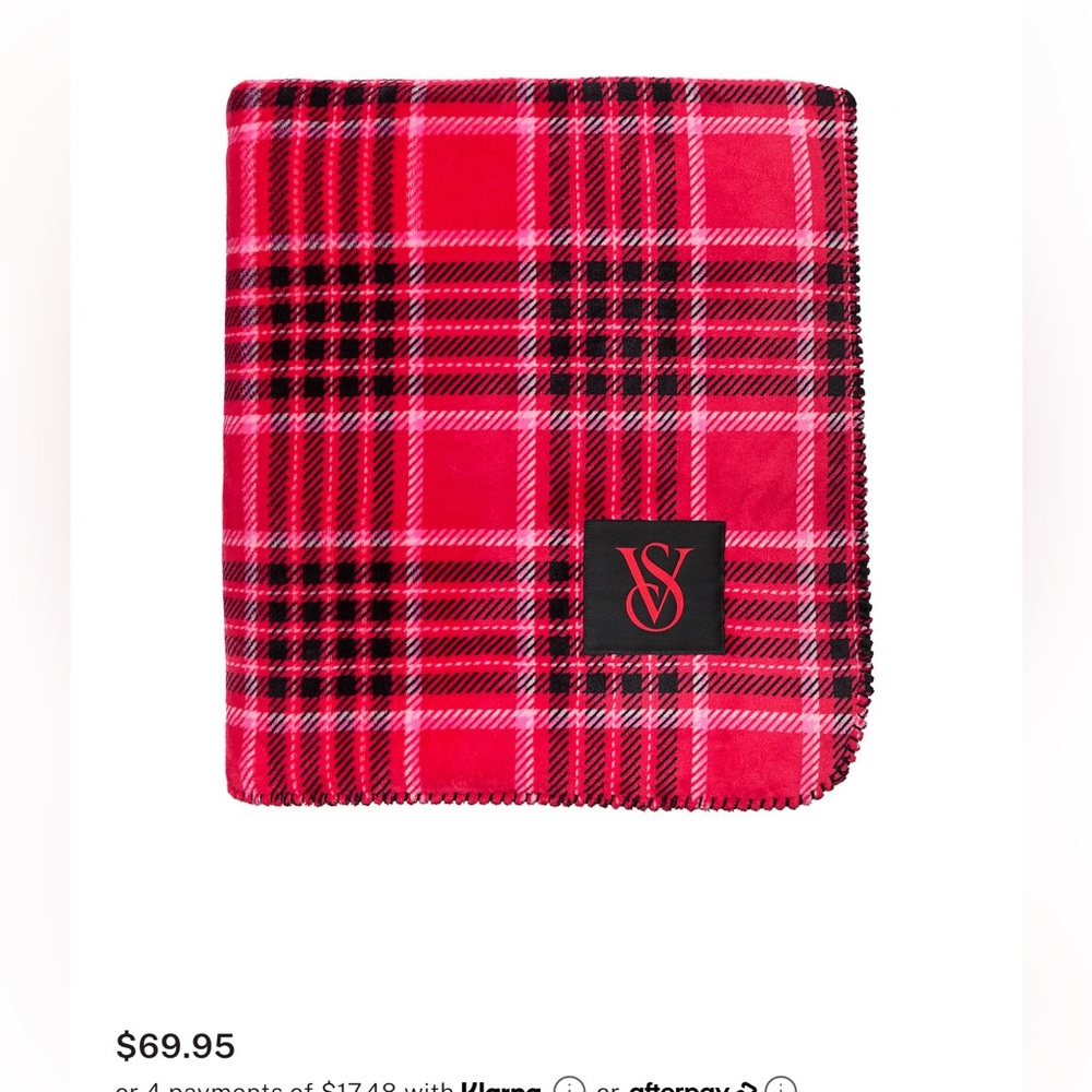Victoria's Secret red and black plaid blanket #VS